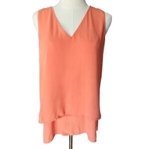 MICHAEL KORS Sleeveless Top Womens Size M Orange Tunic Rounded Hem VibrantCasual
